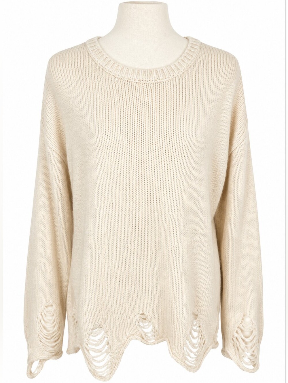 White Fox White Label Distressed Sweater Pilling Grunge Look XS Oversized